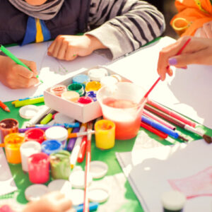Preschoolers Painting During a Craft Project 